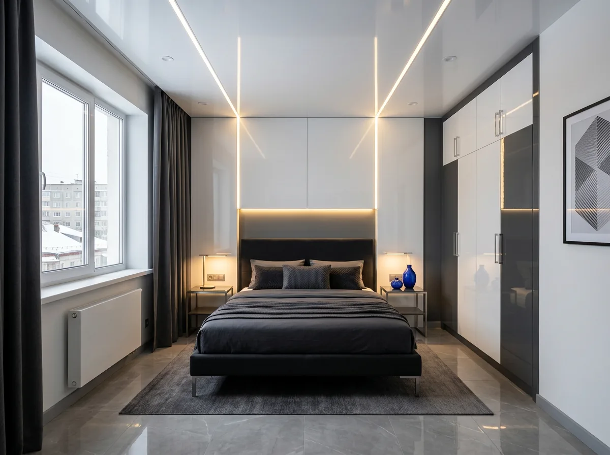 Хай-тек — спальня, визуализация интерьера
